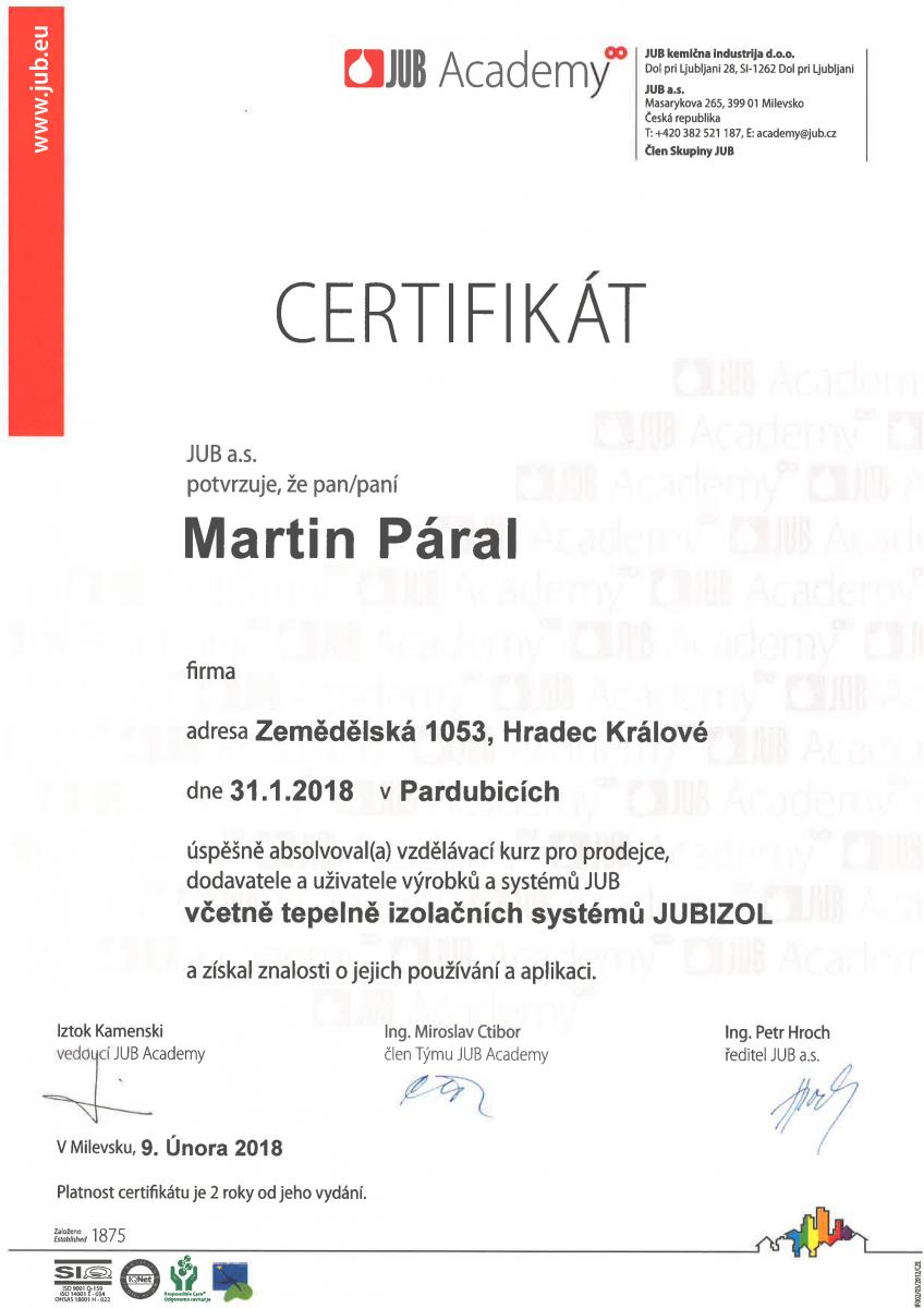 MALZED - Certifikace 2018